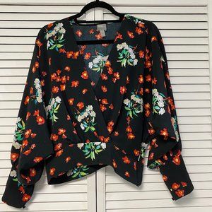 ASOS Long Sleeve Black and Red Floral Top - US 8